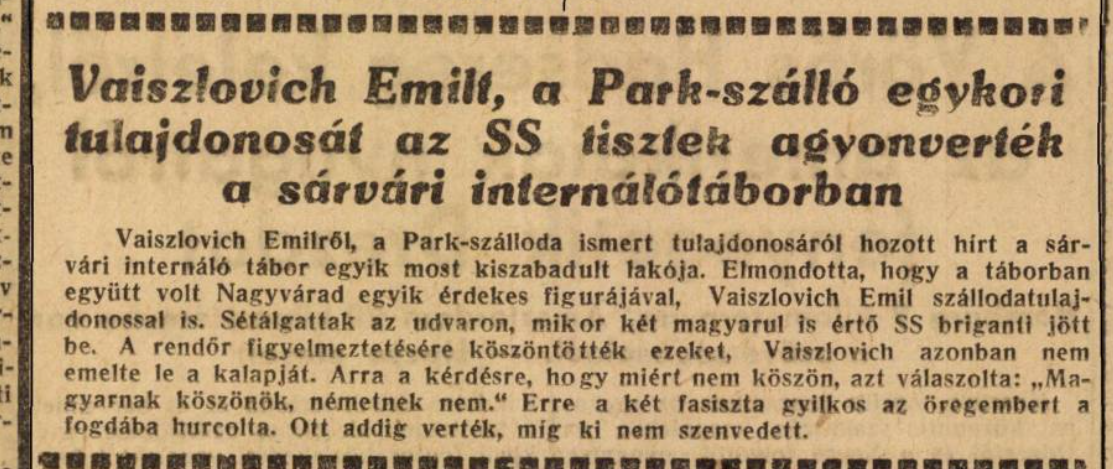 Új Élet (Nagyvárad), 22 April 1945.
